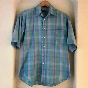 Christian Dior Monsieur Plaid Short Sleeve Button Down Shirt
